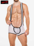 Hard Core 3537 Men's Peep Scoop Singlet White