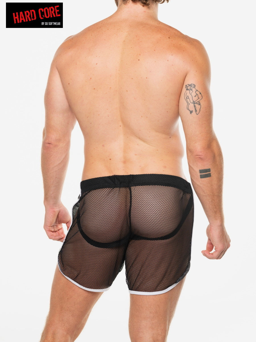 Hard Core 3539 Men's  Hard Core Peep Short with Built-In Jockstrap - Black