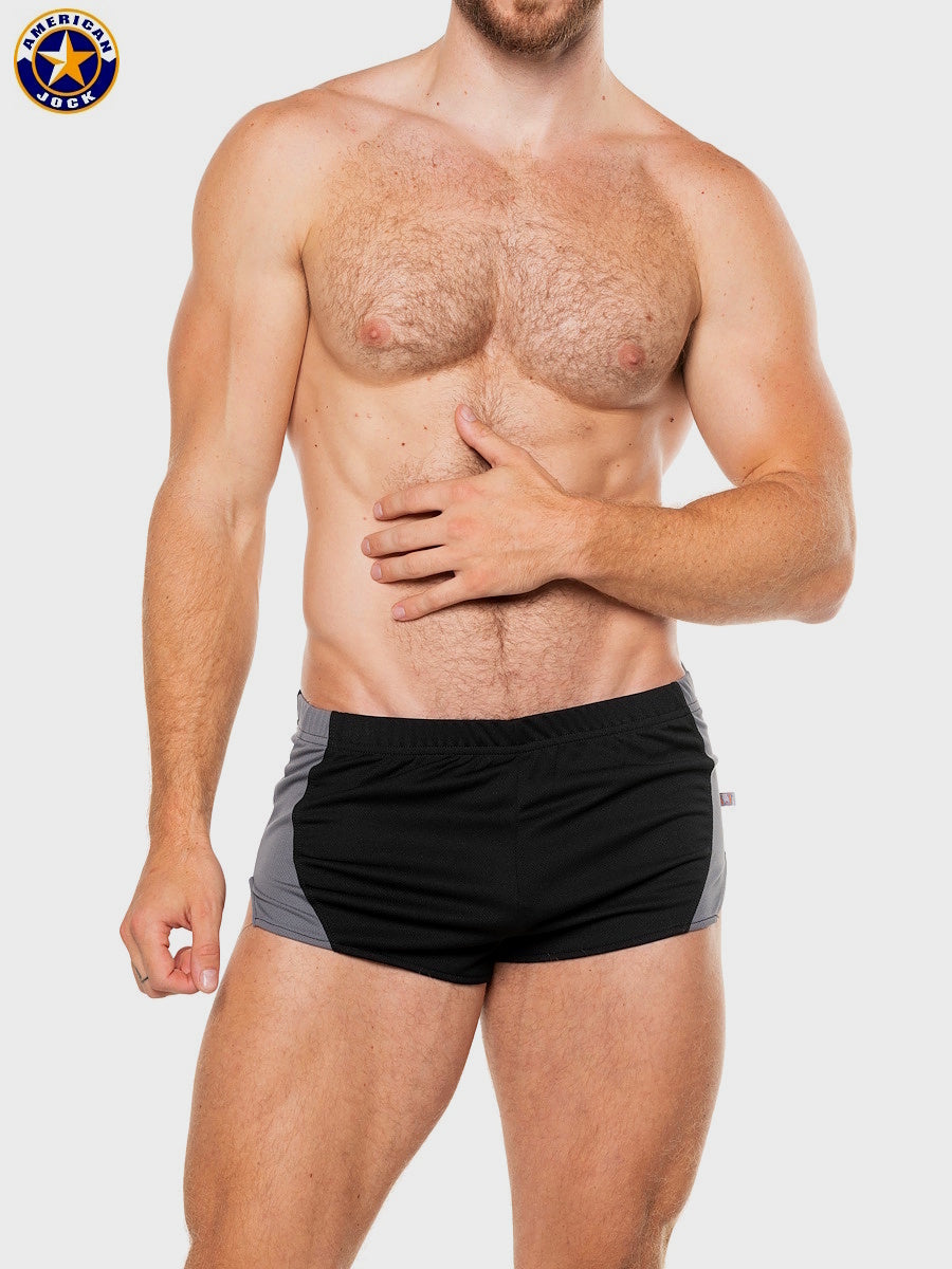 AMERICAN JOCK 8202 Men's Physique Cross Country Short - Black