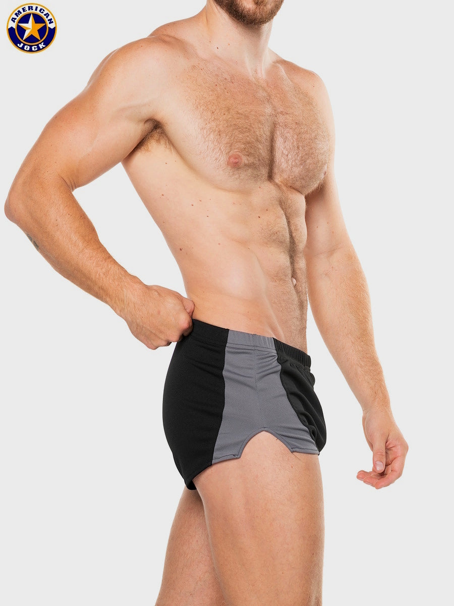 AMERICAN JOCK 8202 Men's Physique Cross Country Short - Black