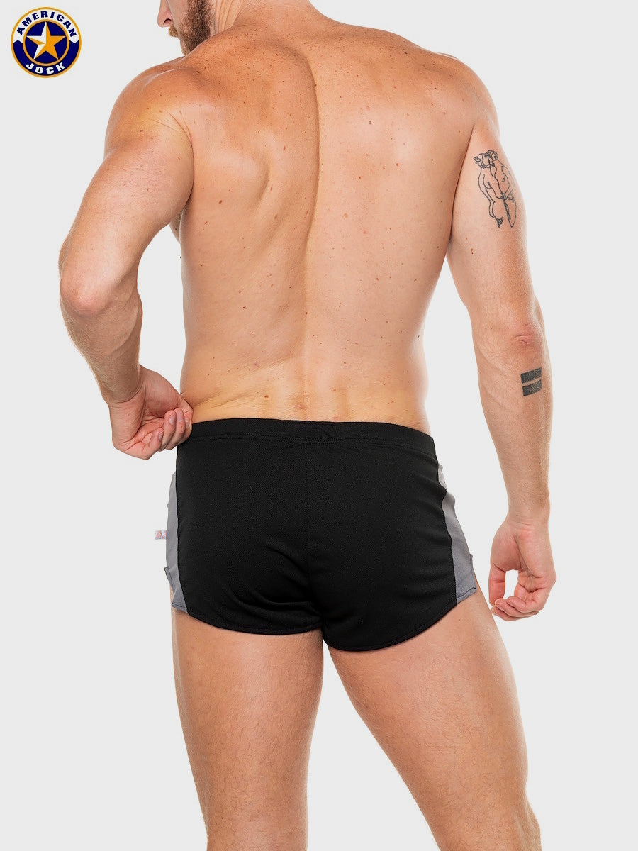 AMERICAN JOCK 8202 Men's Physique Cross Country Short - Black