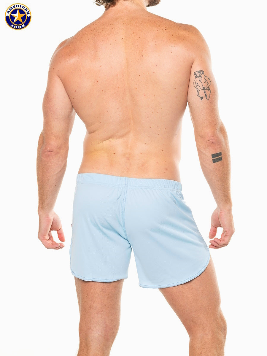 AMERICAN JOCK 8359 Men's 11" Workout Short w/Built-In Jockstrap - Sky Blue
