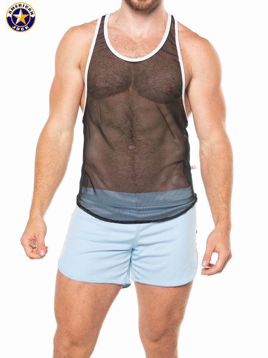 AMERICAN JOCK 8205 Men's Physique Mesh Gym Tank - Black