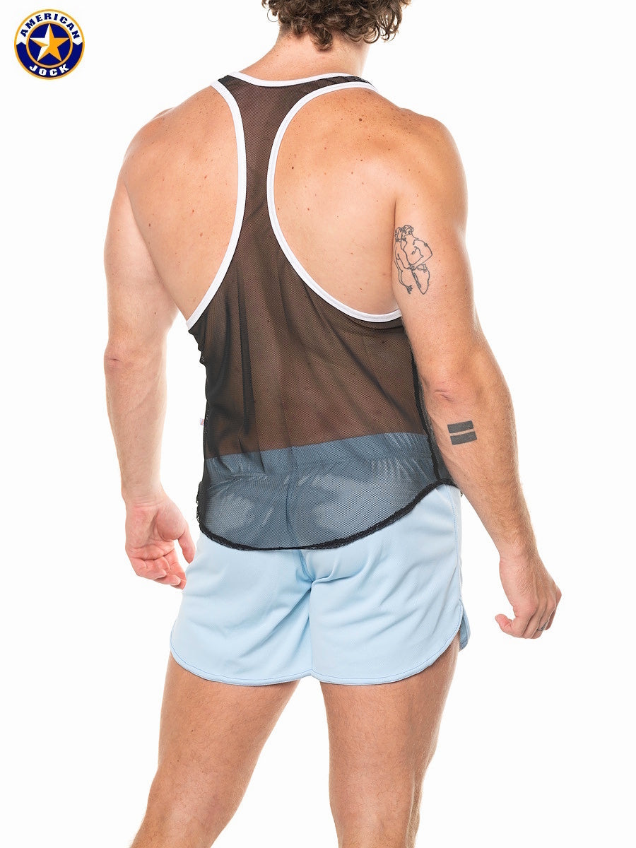 AMERICAN JOCK 8205 Men's Physique Mesh Gym Tank - Black