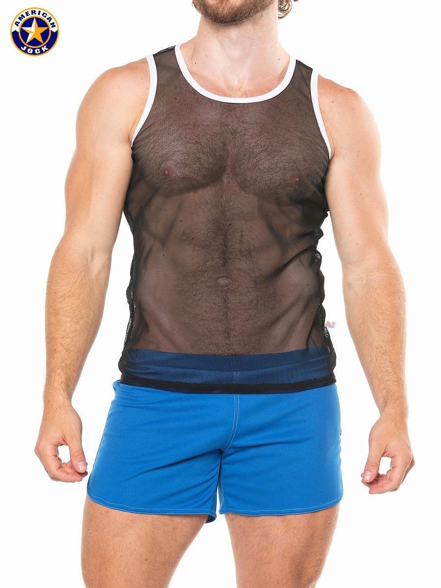 AMERICAN JOCK 8207 Men's Physique Mesh Tank Top - Black