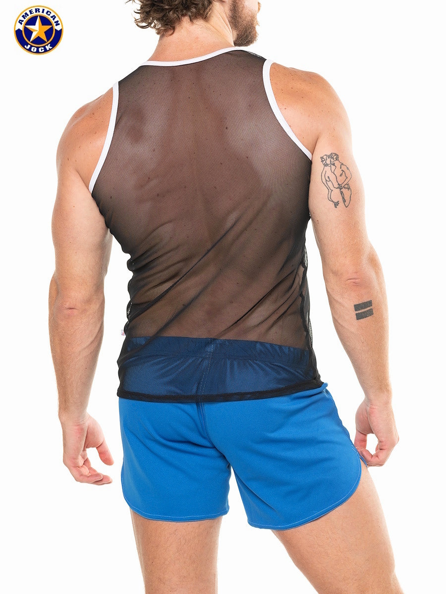 AMERICAN JOCK 8207 Men's Physique Mesh Tank Top - Black