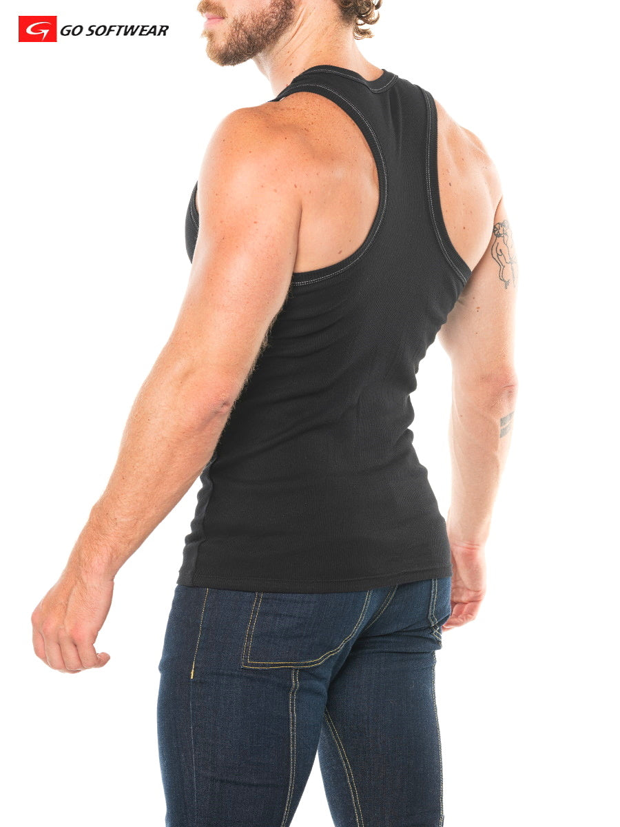 Go Softwear 4895 Men's Lumber Jack Y-Back Tank Top - Black