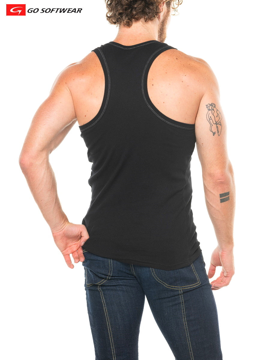 Go Softwear 4895 Men's Lumber Jack Y-Back Tank Top - Black