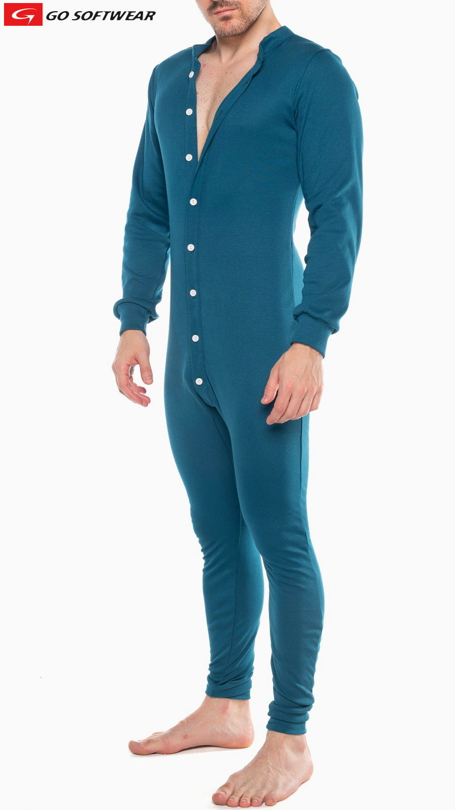 Go Softwear 4706 Men's Lumber Jack Open Back Union Suit - Teal