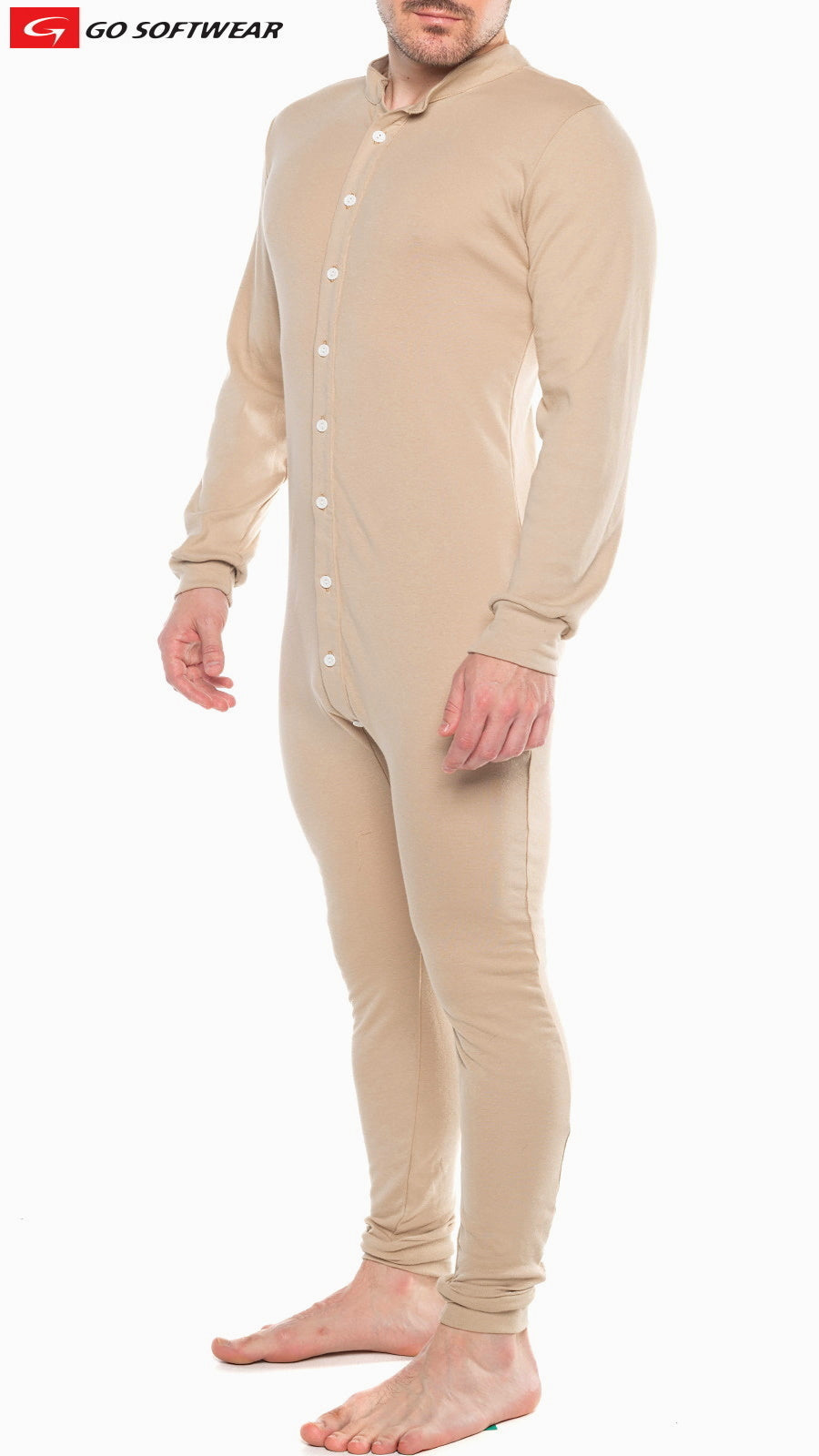 Go Softwear 4706 Men's Lumber Jack Open Back Union Suit - Pebble Tan