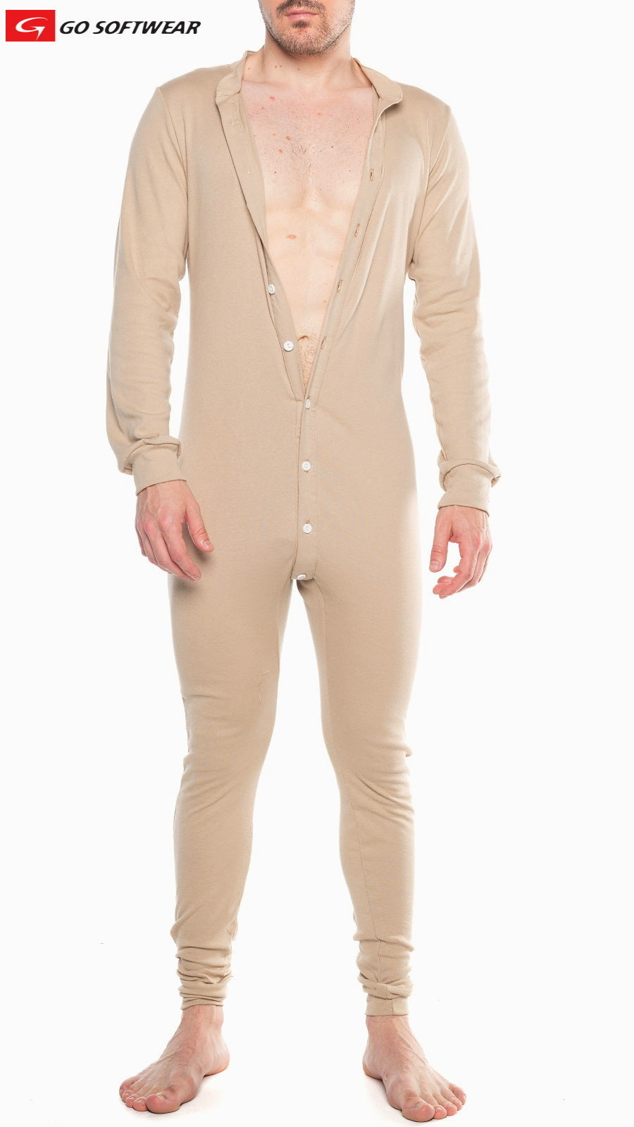 Go Softwear 4706 Men's Lumber Jack Open Back Union Suit - Pebble Tan