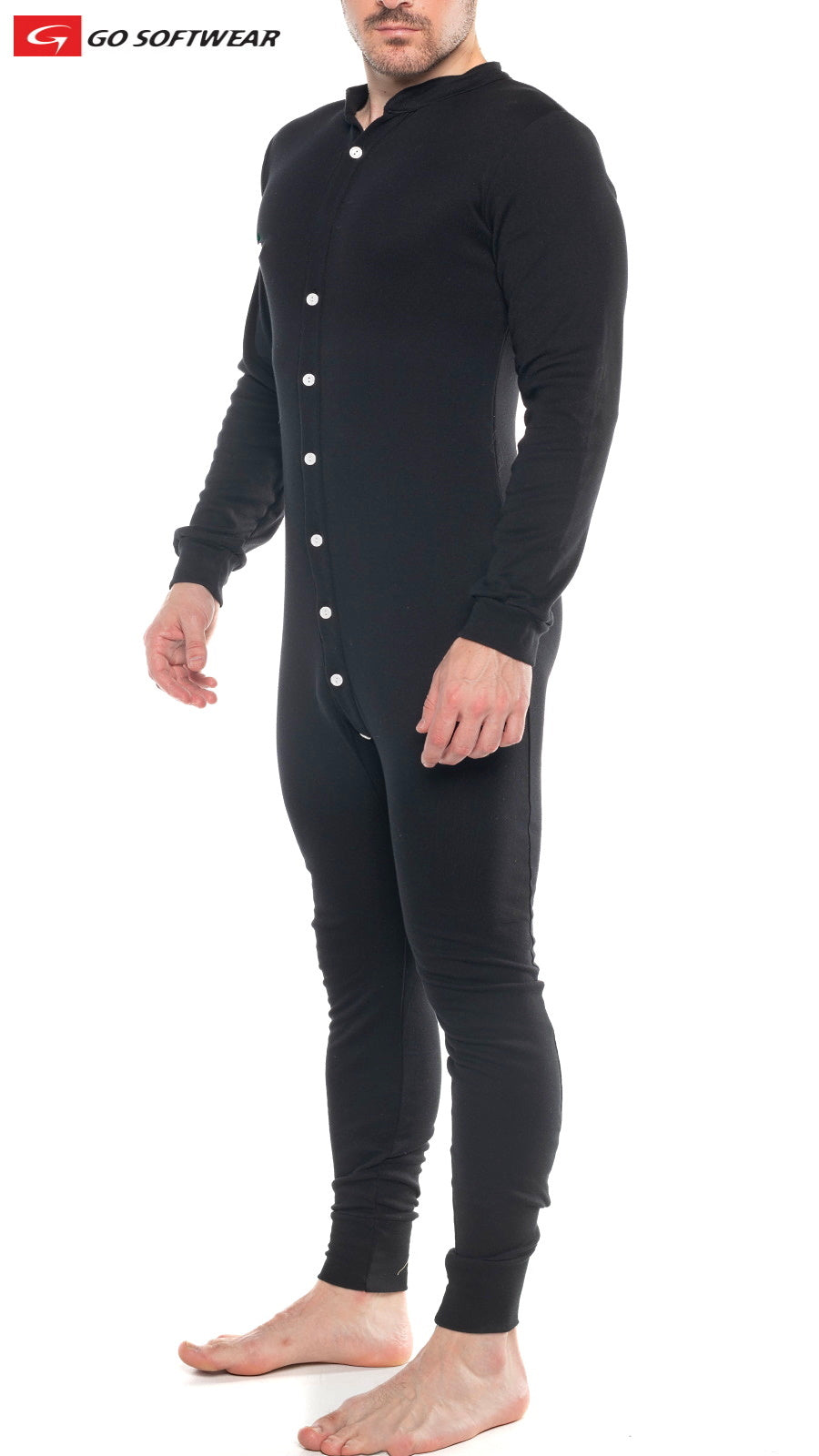 Go Softwear 4706 Men's Lumber Jack Open Back Union Suit - Black