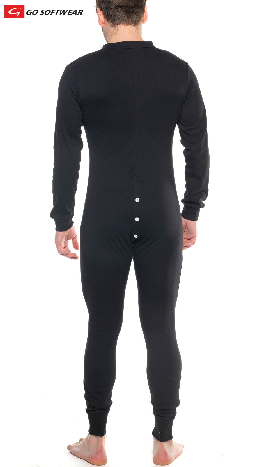 Go Softwear 4706 Men's Lumber Jack Open Back Union Suit - Black