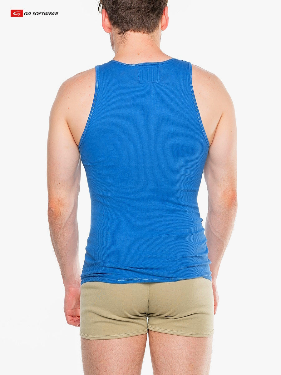Go Softwear 4855 Men's Zion Rib Tank Top - Galactic Cobalt