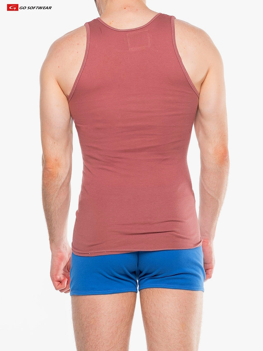 Go Softwear 4855 Men's Zion Rib Tank Top - Red Clay
