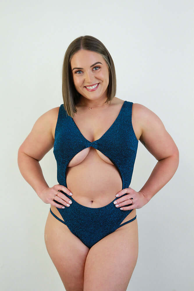 Glitteratti Knot Bodysuit Teal