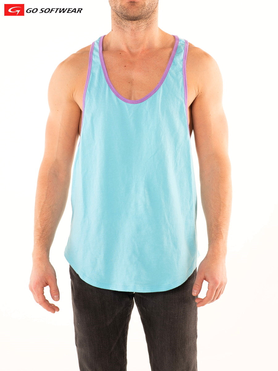 Go Softwear 4867 Men's Athletic Y-Back Tank Top - Aqua Blue