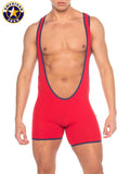 AMERICAN JOCK 8218 Men's Phys Ed Super Scoop Singlet - Red