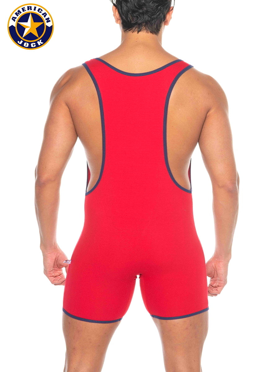 AMERICAN JOCK 8218 Men's Phys Ed Super Scoop Singlet - Red