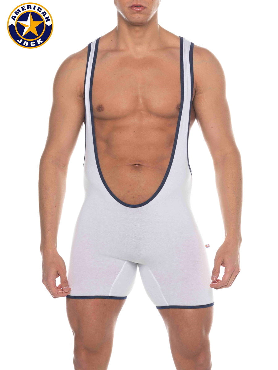 AMERICAN JOCK 8218 Men's Phys Ed Super Scoop Singlet - White