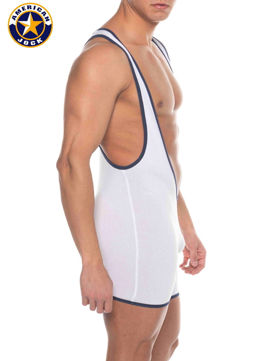 AMERICAN JOCK 8218 Men's Phys Ed Super Scoop Singlet - White