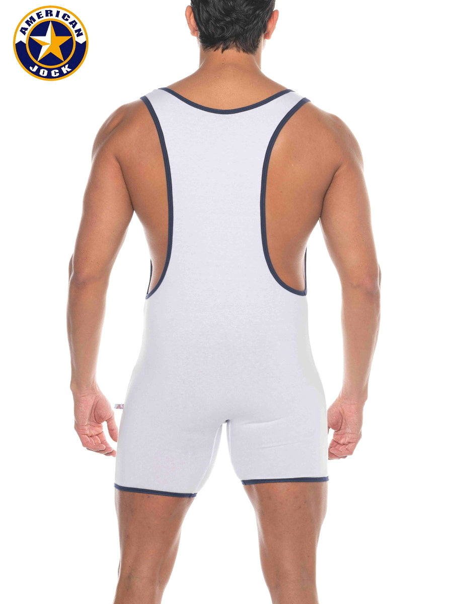 AMERICAN JOCK 8218 Men's Phys Ed Super Scoop Singlet - White