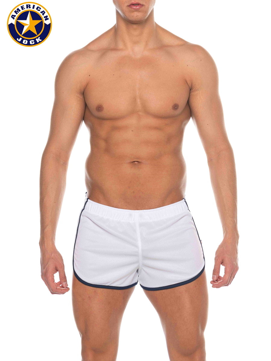 AMERICAN JOCK 8211 Men's Phys Ed Track Short - White