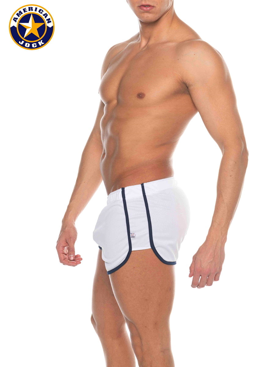 AMERICAN JOCK 8211 Men's Phys Ed Track Short - White