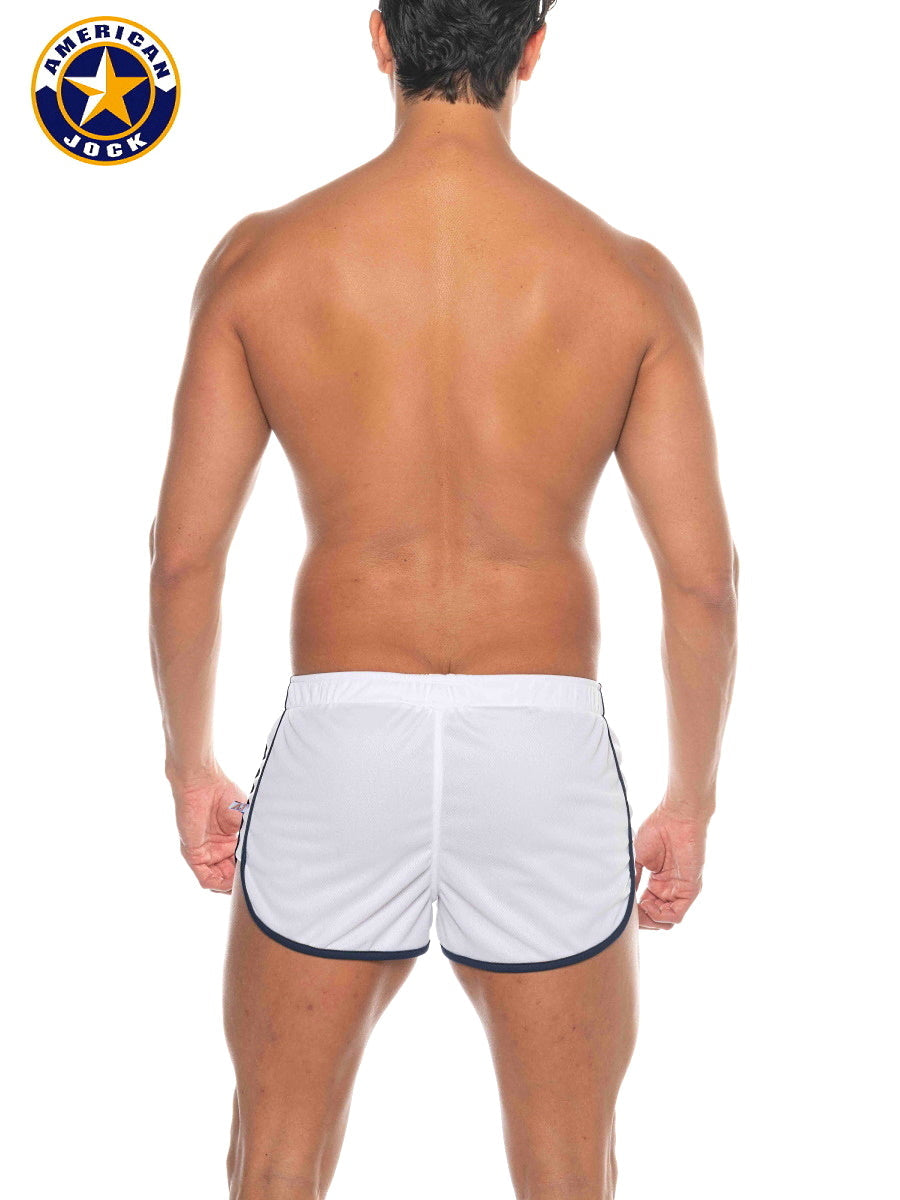 AMERICAN JOCK 8211 Men's Phys Ed Track Short - White