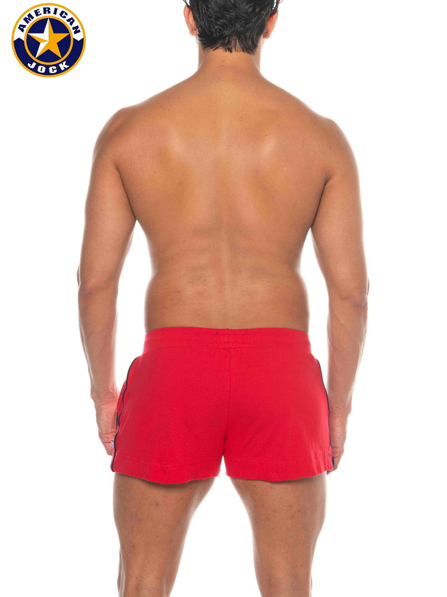 AMERICAN JOCK 8212 Men's Phys Ed Volley Short W/Pockets - Red
