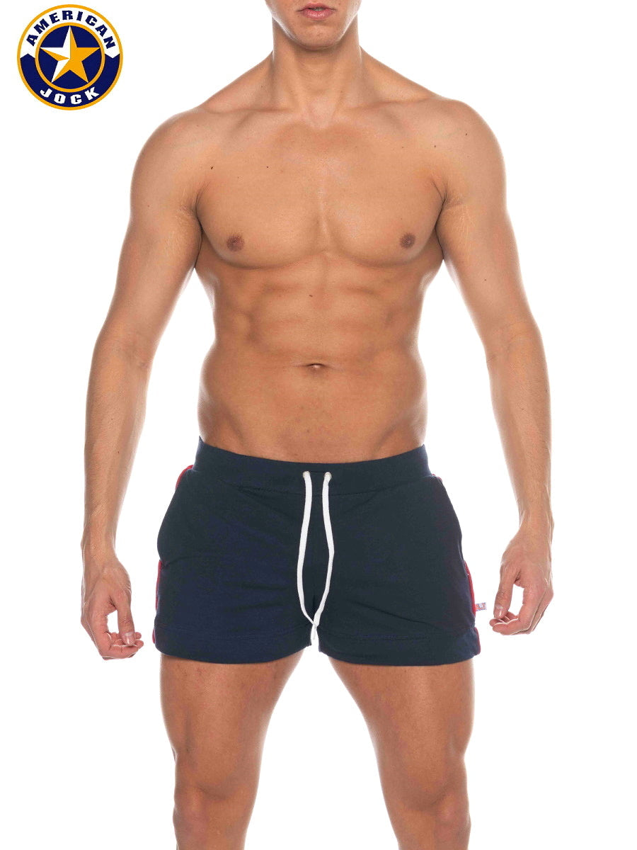 AMERICAN JOCK 8212 Men's Phys Ed Volley Short W/Pockets - Navy
