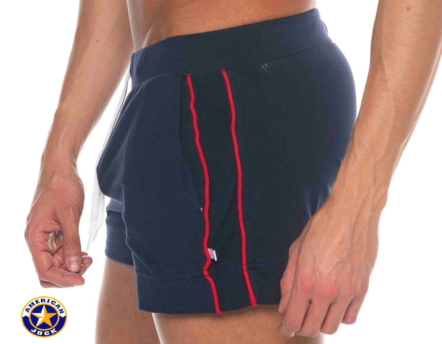 AMERICAN JOCK 8212 Men's Phys Ed Volley Short W/Pockets - Navy