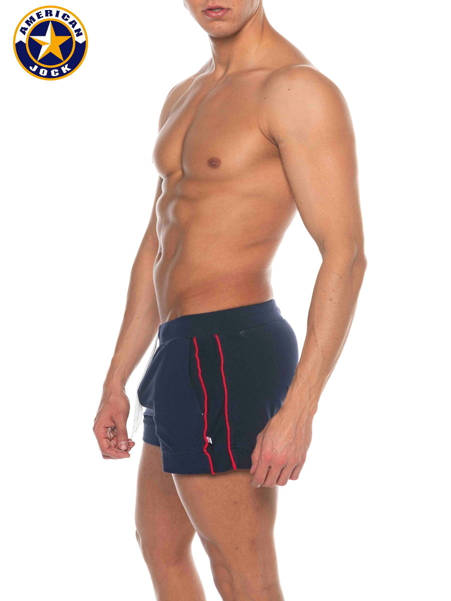 AMERICAN JOCK 8212 Men's Phys Ed Volley Short W/Pockets - Navy