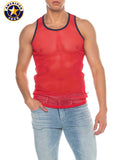 AMERICAN JOCK 8207 Men's Phys Ed Mesh Tank Top - Red