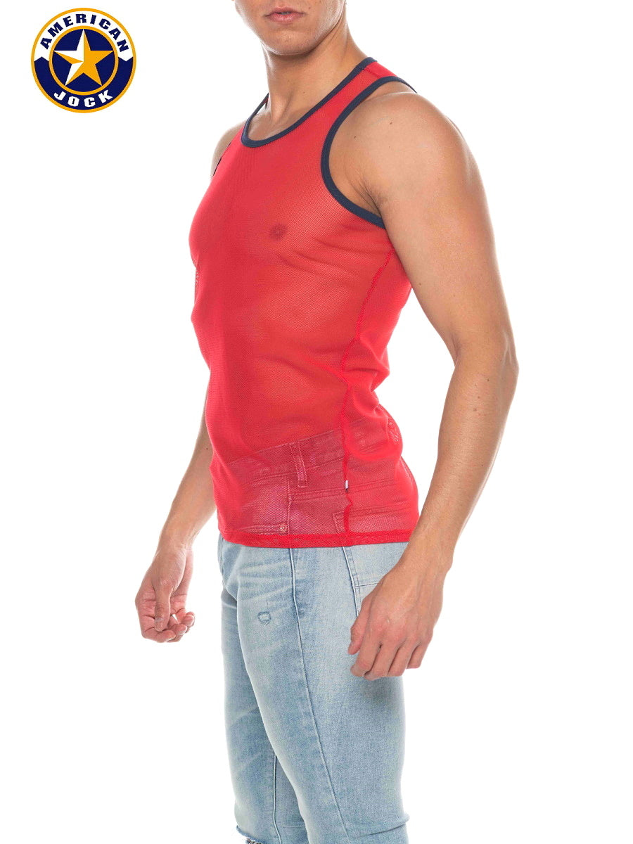 AMERICAN JOCK 8207 Men's Phys Ed Mesh Tank Top - Red