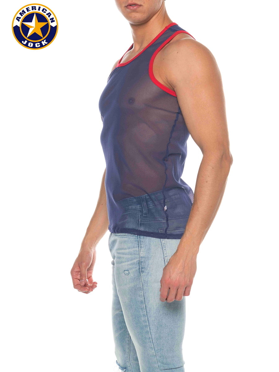 AMERICAN JOCK 8207 Men's Phys Ed Mesh Tank Top - Navy