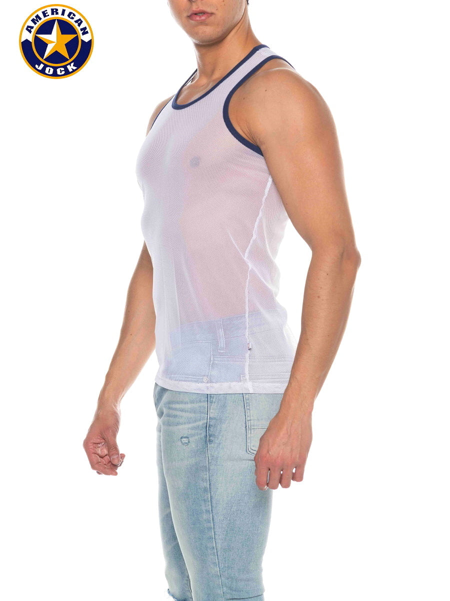 AMERICAN JOCK 8207 Men's Phys Ed Mesh Tank Top - White