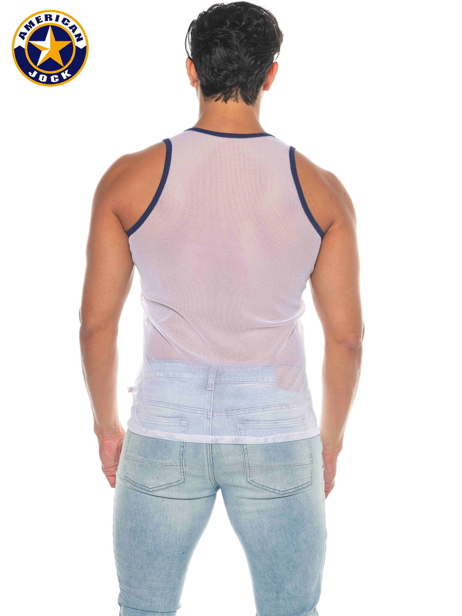 AMERICAN JOCK 8207 Men's Phys Ed Mesh Tank Top - White