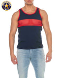 AMERICAN JOCK 8210 Men's Phys Ed Track Tank Top - Navy