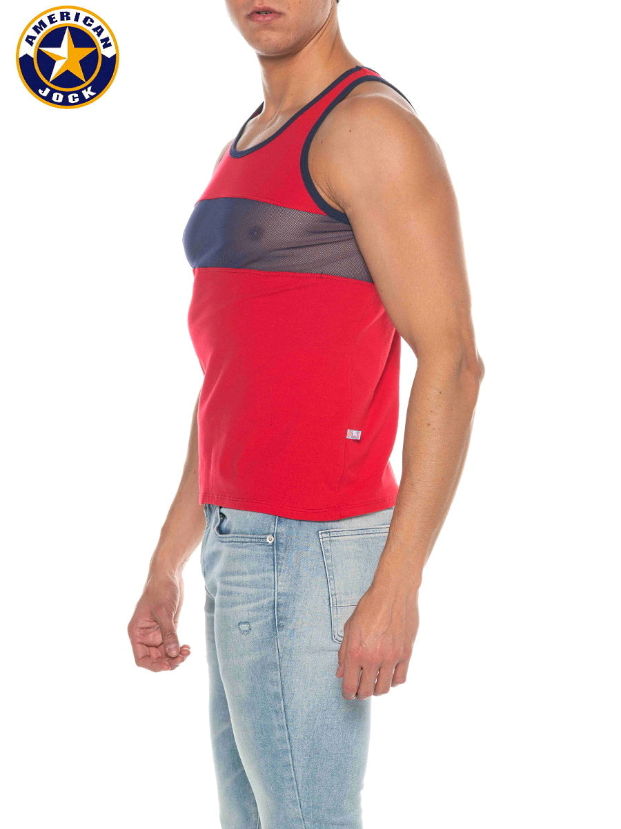 AMERICAN JOCK 8210 Men's Phys Ed Track Tank Top - Red