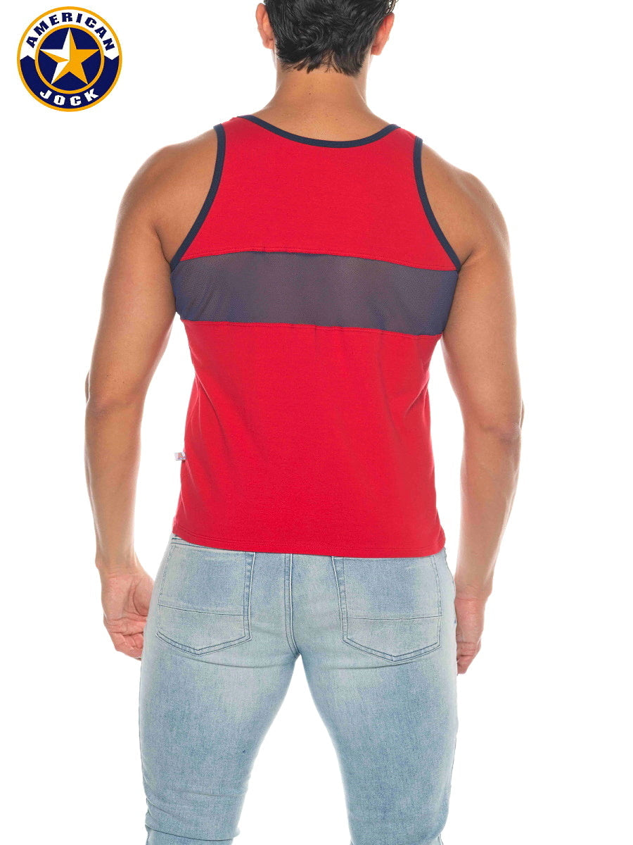 AMERICAN JOCK 8210 Men's Phys Ed Track Tank Top - Red