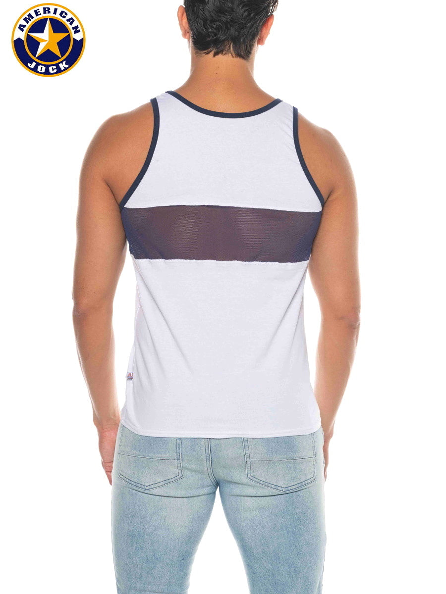 AMERICAN JOCK 8210 Men's Phys Ed Track Tank Top - White