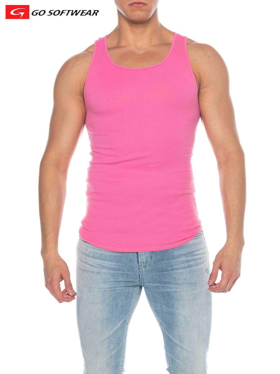 Go Softwear 4615 Men's Pacific Rib Tank Top - Flamingo