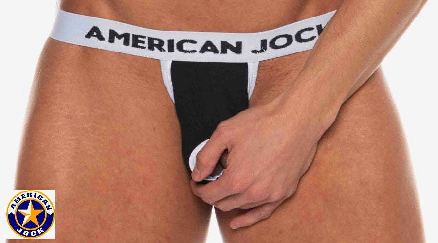 AMERICAN JOCK 8598 Men's Basics Suspensory Jockstrap - Black/White