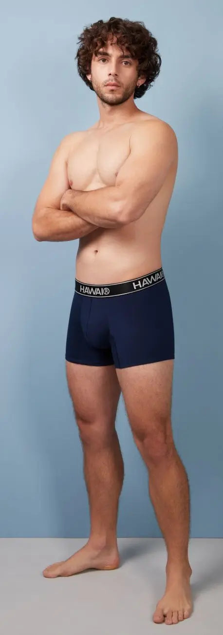 HAWAIR メンズ下着 4986 コットン混紡 トランクス カラー ダークブルー-01