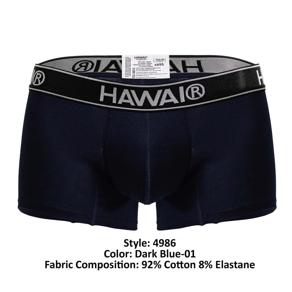 HAWAIR メンズ下着 4986 コットン混紡 トランクス カラー ダークブルー-01