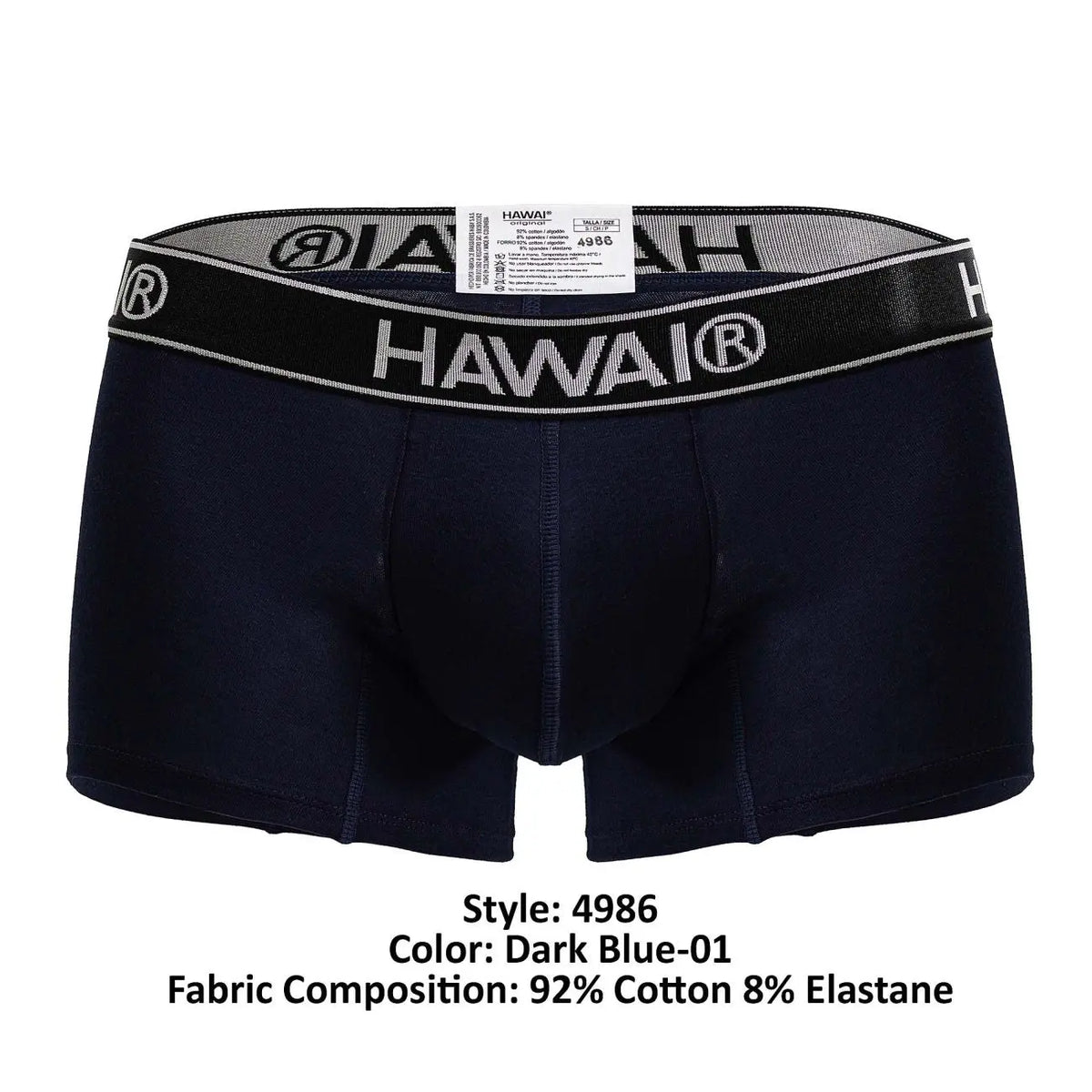 HAWAIR メンズ下着 4986 コットン混紡 トランクス カラー ダークブルー-01