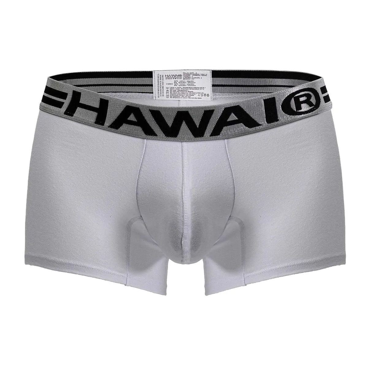 HAWAIR メンズ下着 4986 コットン混紡 トランクス カラー ホワイト-01