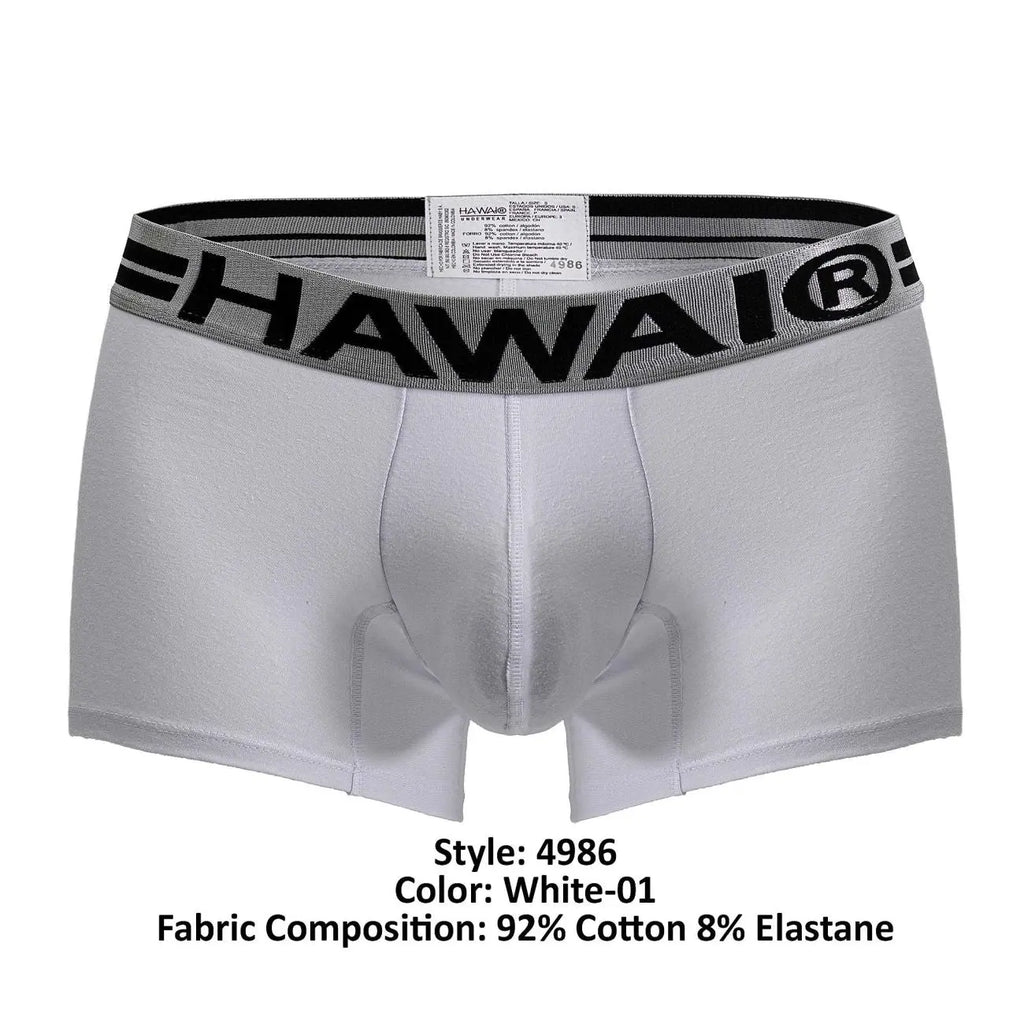 HAWAIR メンズ下着 4986 コットン混紡 トランクス カラー ホワイト-01
