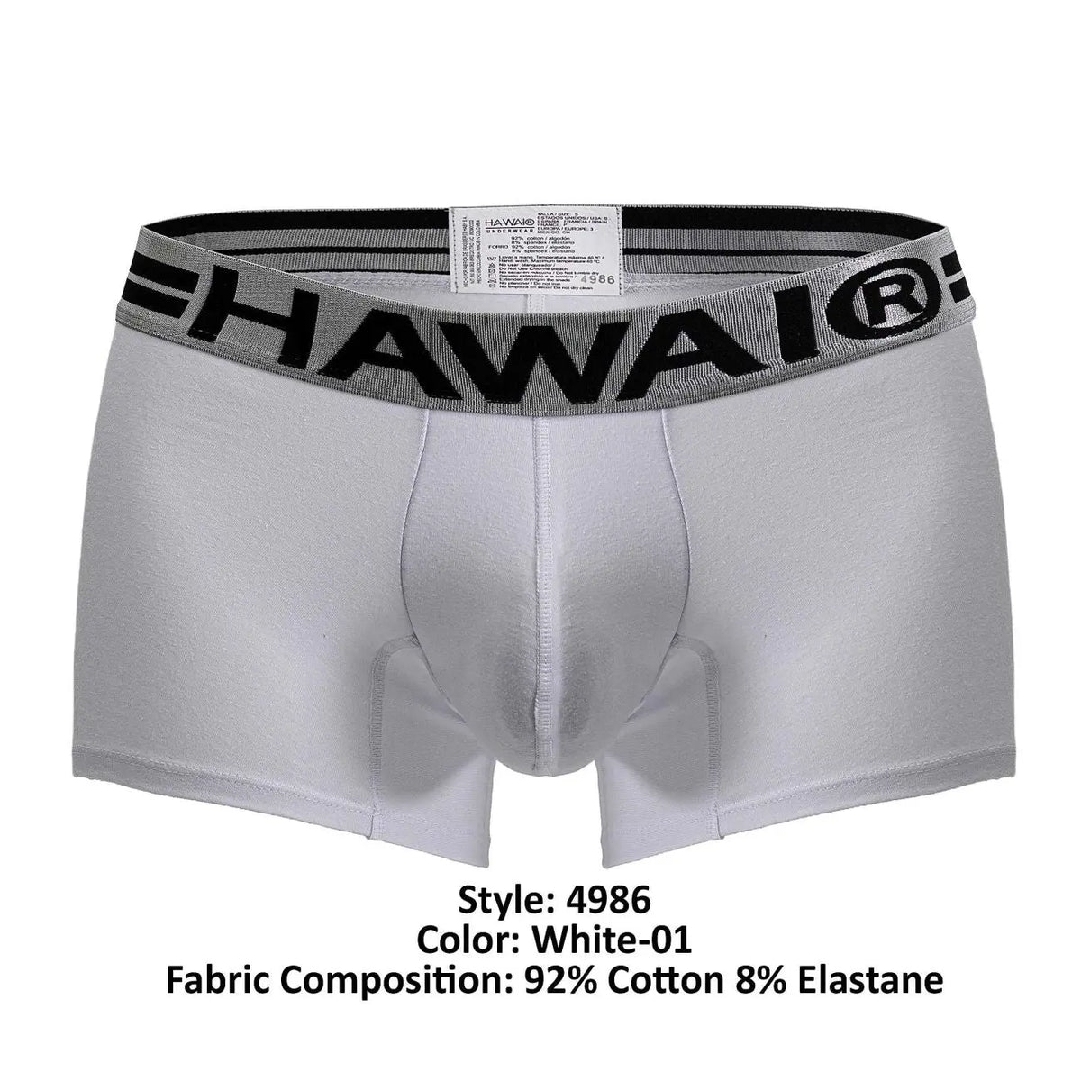 HAWAIR メンズ下着 4986 コットン混紡 トランクス カラー ホワイト-01
